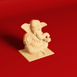 Produktbild von 3d gedruckter Ganesha Statue von der Seite.